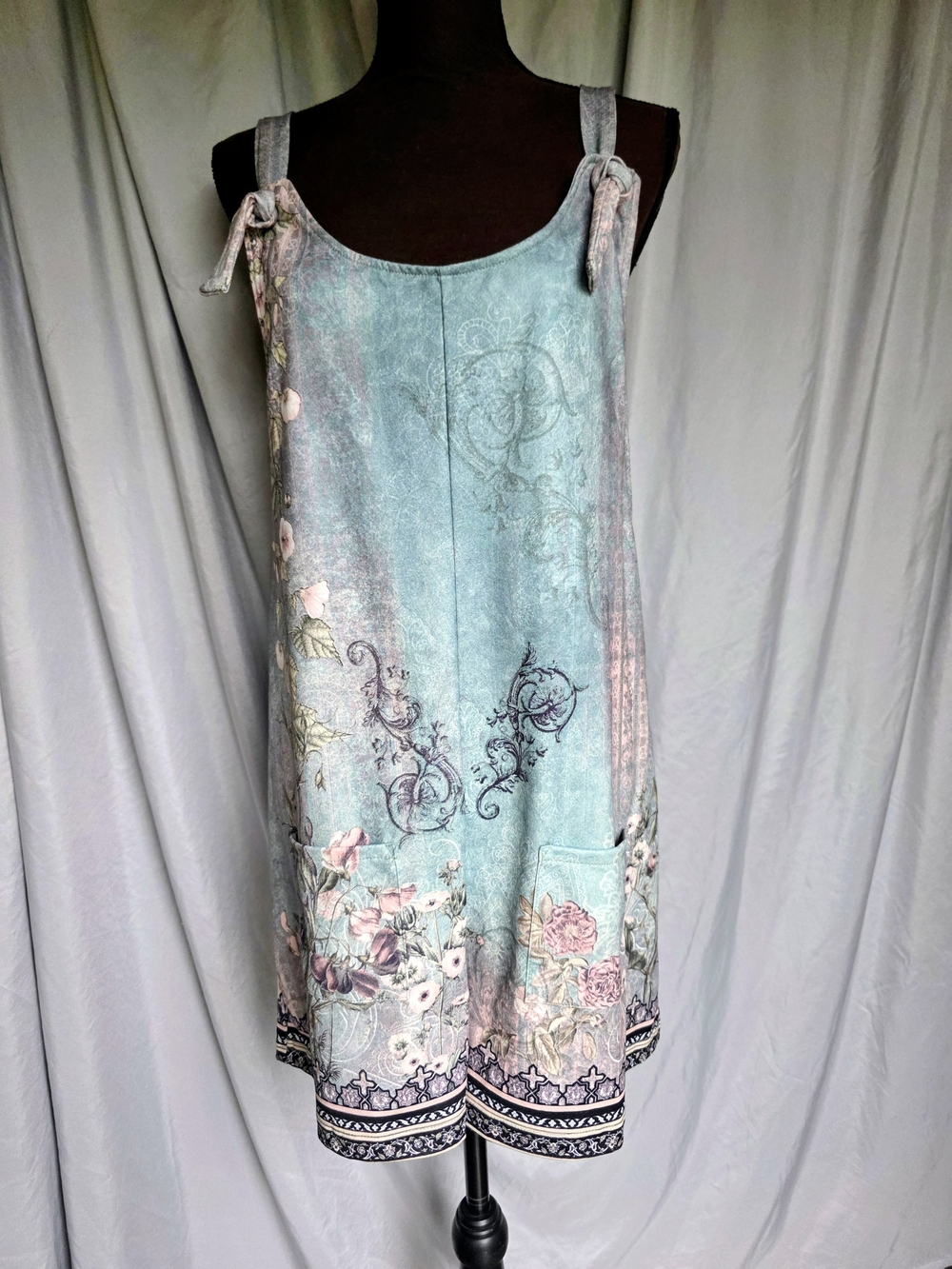 Pastel Floral Tie-Shoulder Sundress in Mint and Blush